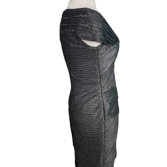 Tadashi Shoji gray silver metallic dress sz- small - Picture 3 of 5